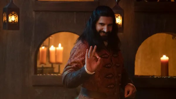 Kayvan Novak in a scene from the comedy series, "What We Do in the Shadows". Photo Credit: Hulu Streaming Services