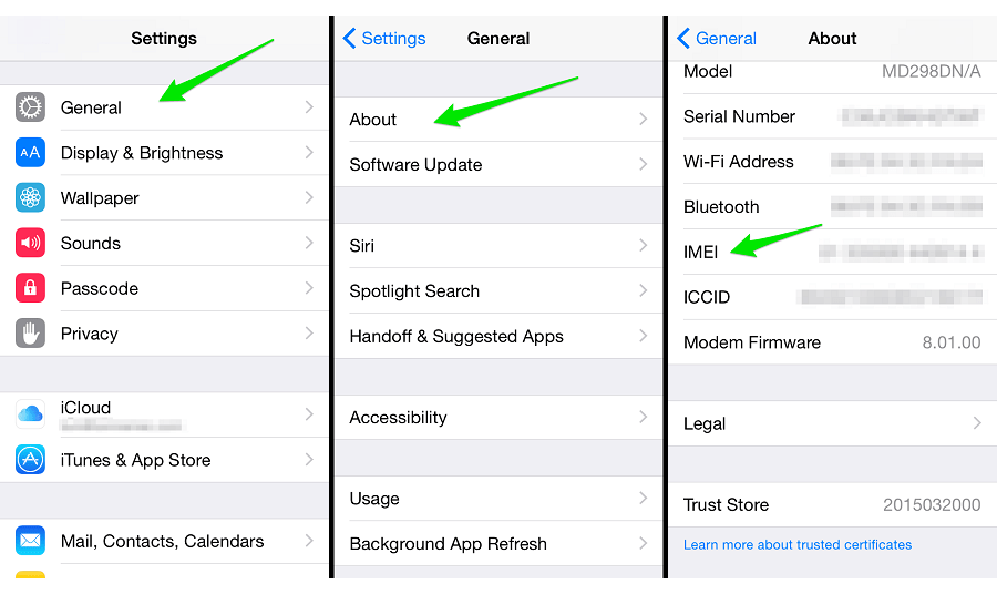 Verifique o IMEI de um iPhone