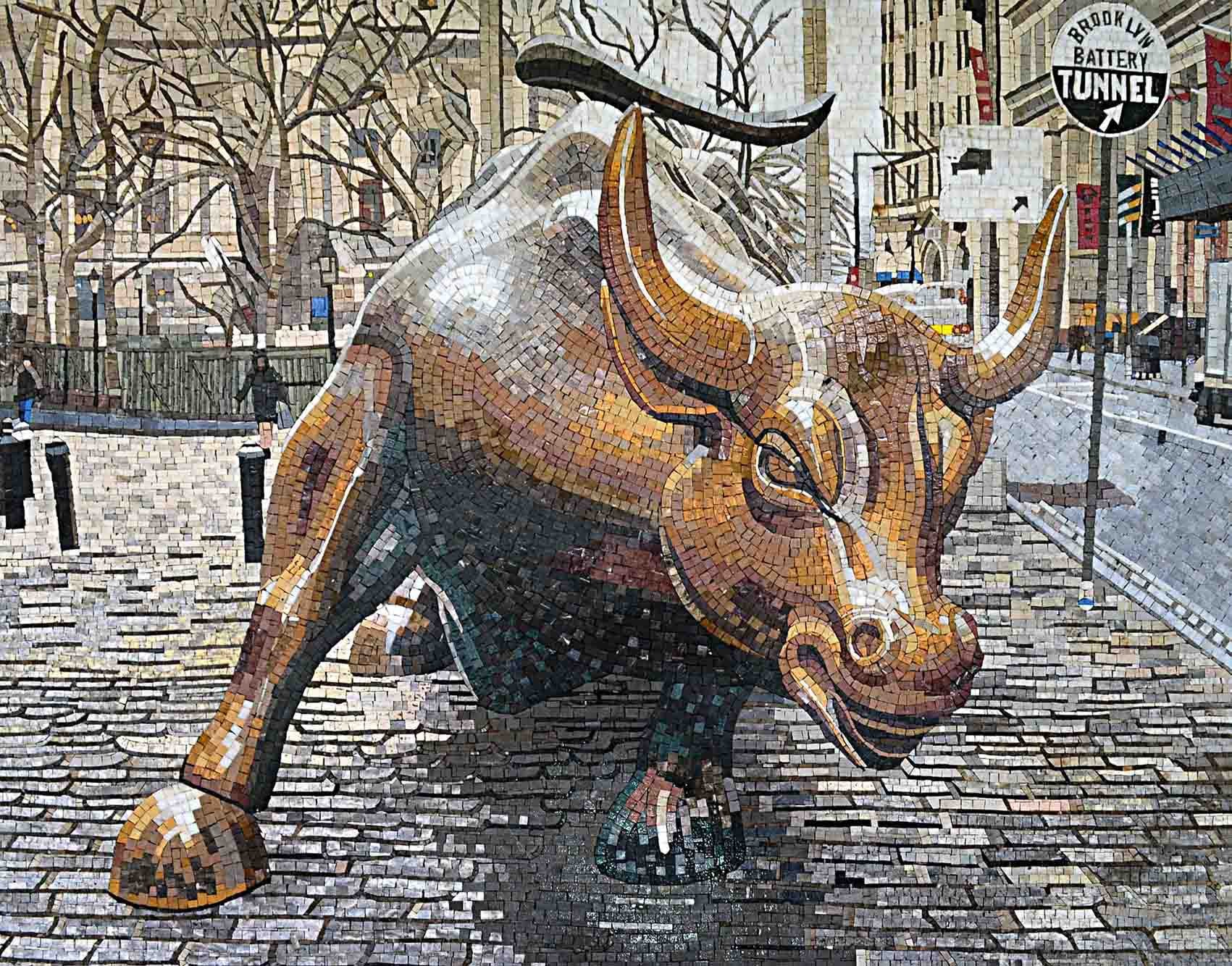 Mosaic Contemporary Wall Art Wall Street Bull Mozaix Inc. Custom Marble Mosaic for