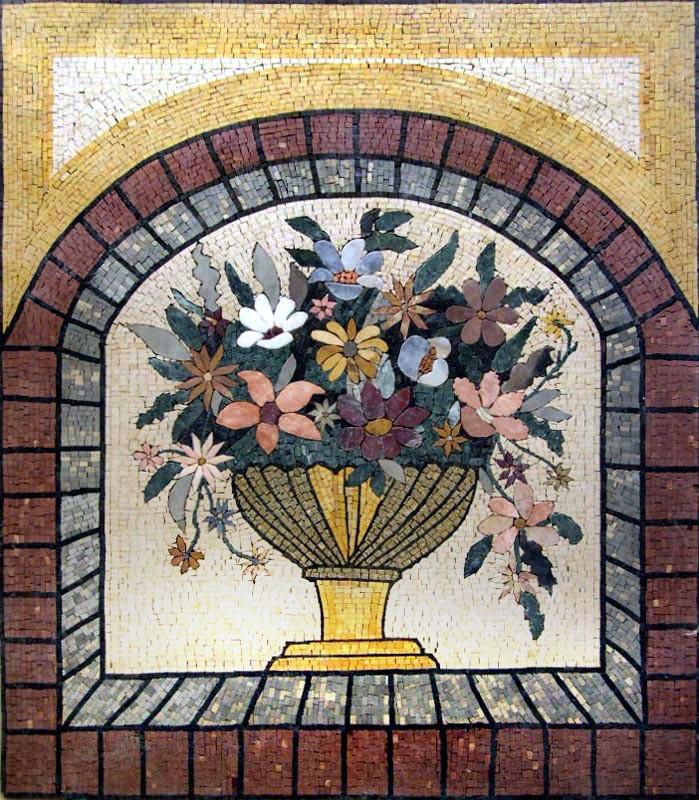 Mosaic Wall Art Floral Outdoor Mozaix Inc. Custom Marble Mosaic for Commercial and