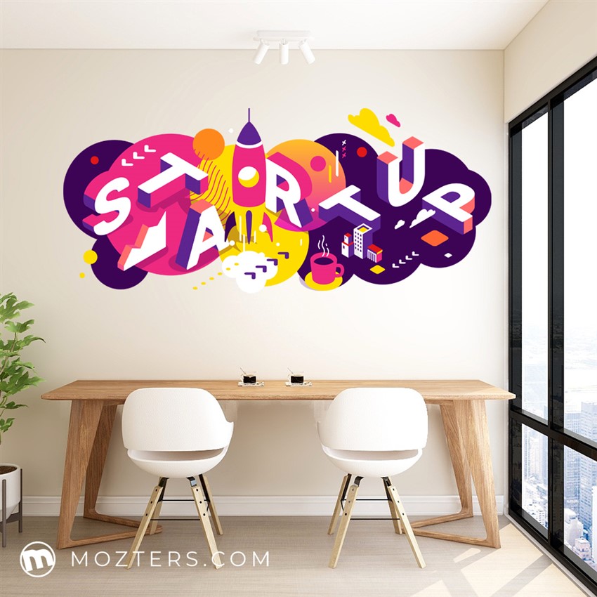 Startup Motivational Colourful Business Wall Decal Mozters