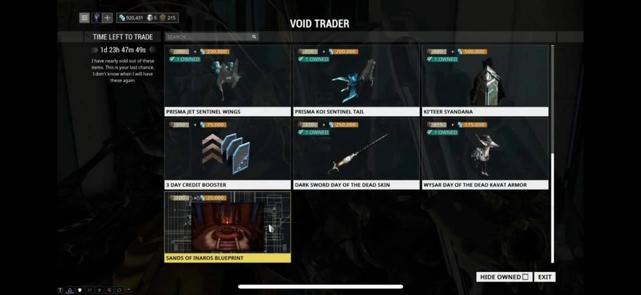 Warframe Baro Ki Teer Items PS4 Version Listed MP1st