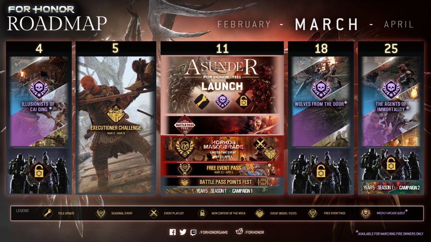 For Honor Year 5 Season 1 "Asunder" Starts March 11, March Roadmap