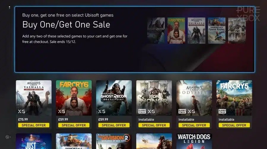 Xbox Store Gets Ubisoft Buy One Get One Sale Till December 15 for