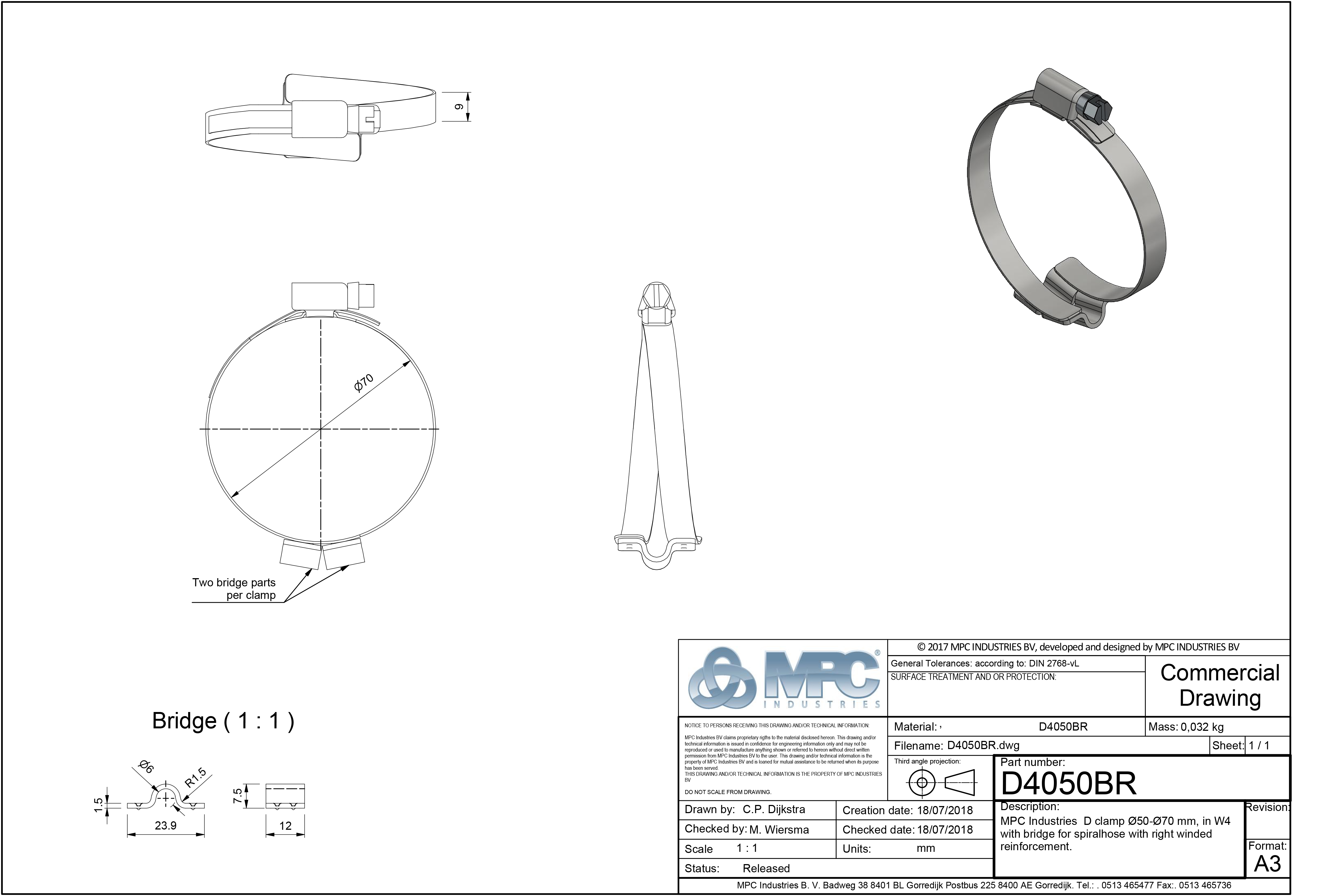 D4050BR Worm gear clamps Tridon® Industries