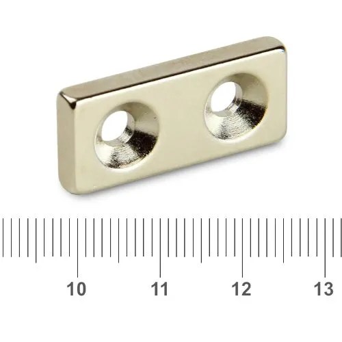 2 Holes Countersunk Rectangular NdFeB Magnet