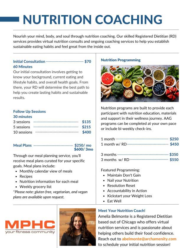 Nutrition Coaching Now Available at MPHC MPHC