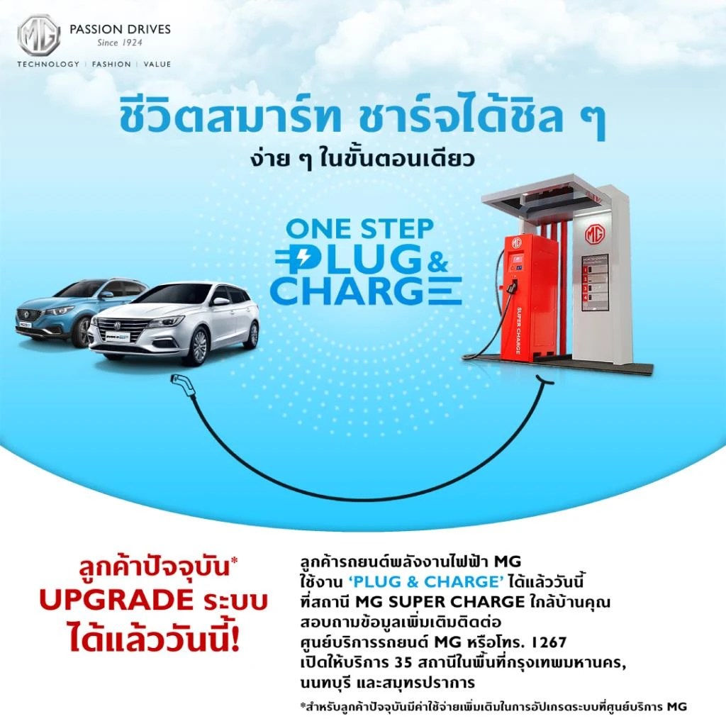 MG SUPERCHARGE เพิ่มฟังก์ชัน “PLUG AND CHARGE” ช่วยให้การชาร์จรถง่ายขึ้น