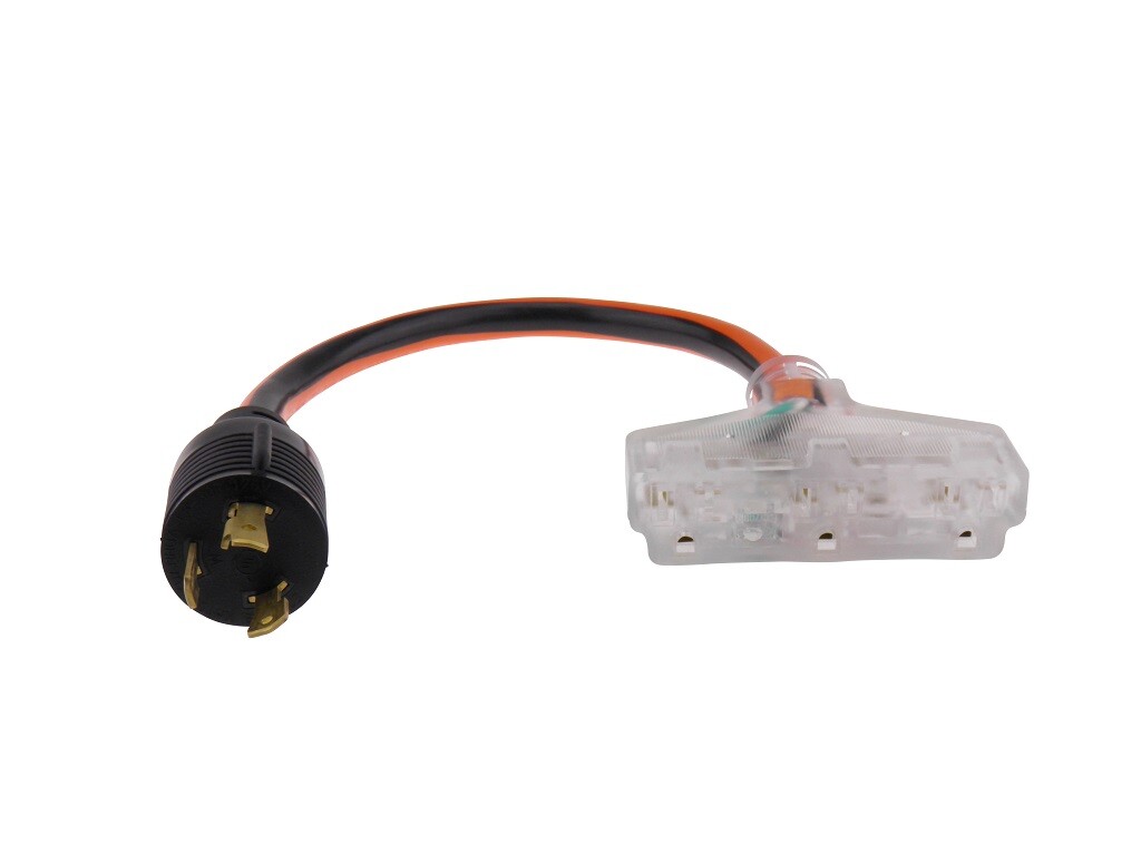 Nema L530P to 515r Pigtail Adapter 18 Inch Length 3 outlets with