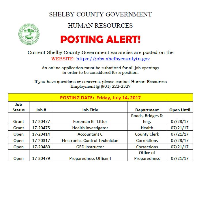 Shelby County Government Job Opportunities Job & Career News