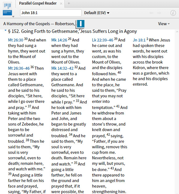 Display Parallel Passages from the Gospels MP Seminars