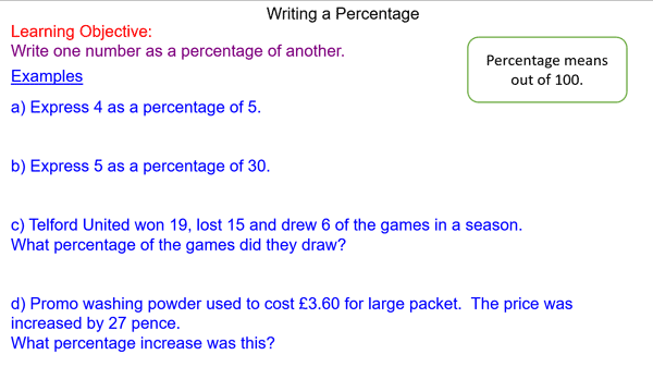 Writing Percentages