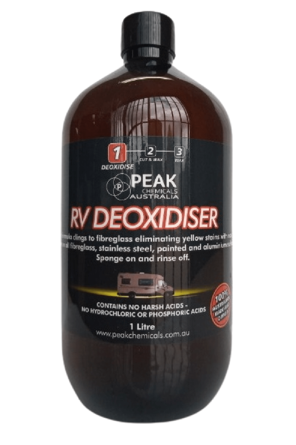 Buy Peak Chemicals RV Deoxidiser 1L & get an RV Cut & Wax FREE! Pat