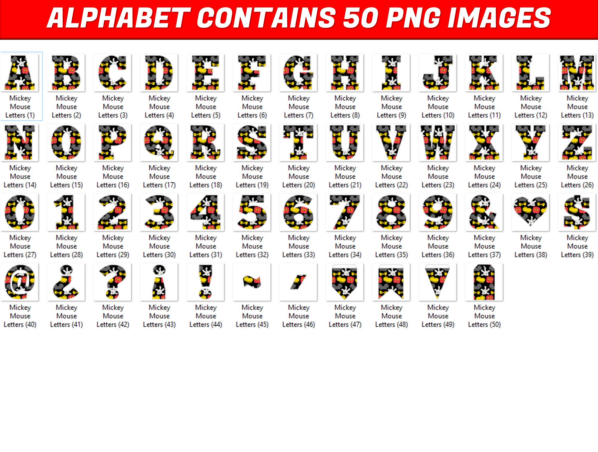 Mickey Mouse Alphabet Letters png MR ALPHABETS