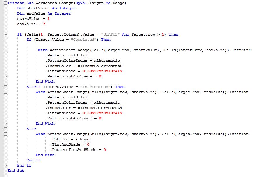 Change Color VBA (Excel) mra x tutorials