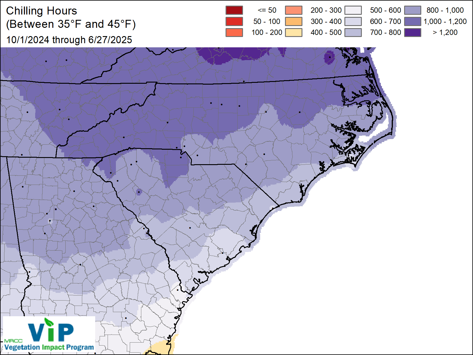 MRCC VIP Frost/Freeze Area Chill Hours Maps