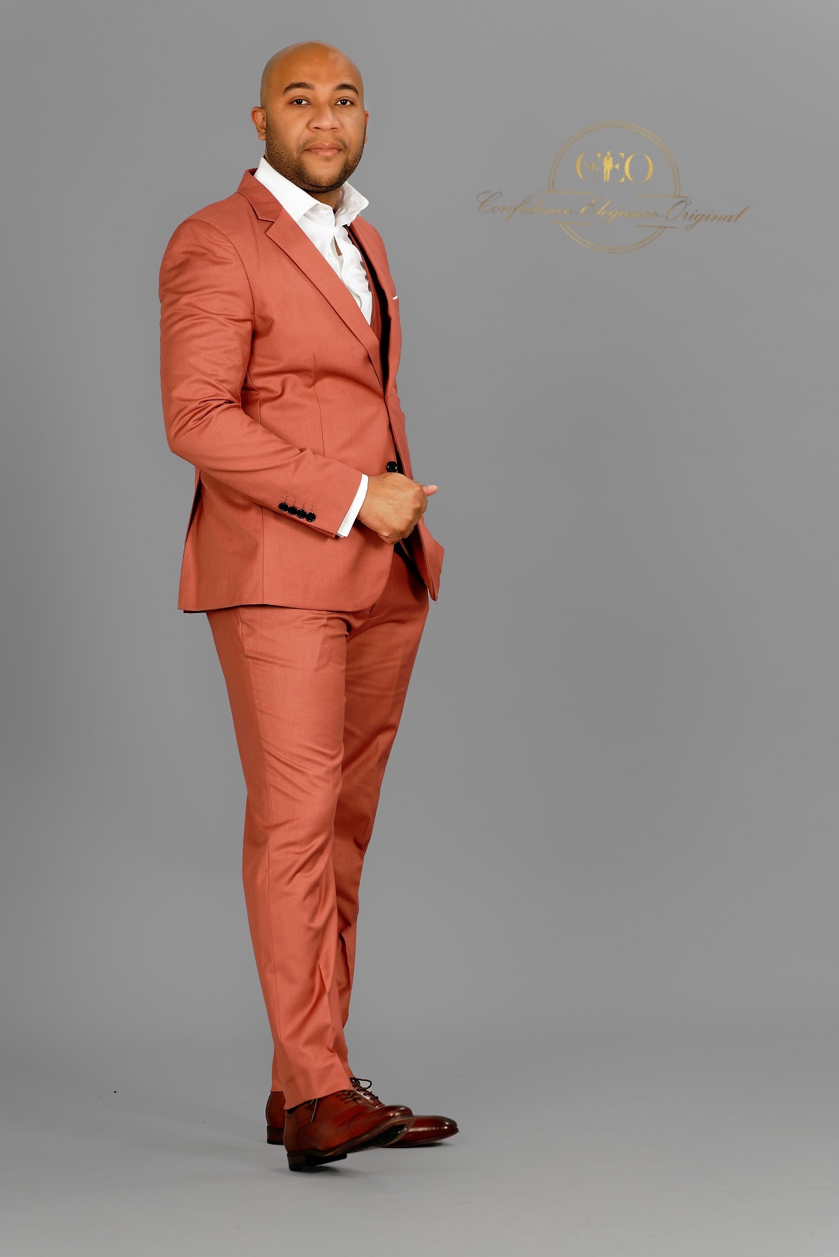 3 Piece Daytime Business Salmon Single Breasted Suit Mr CEO Collections