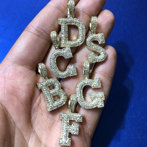 10K Diamond Initials Pendant