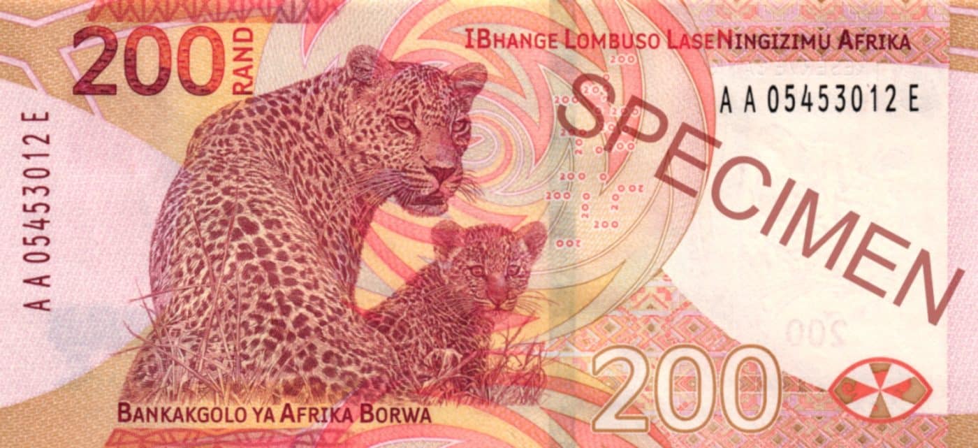 South Africa 200 rand denomination of the new family of notes is in