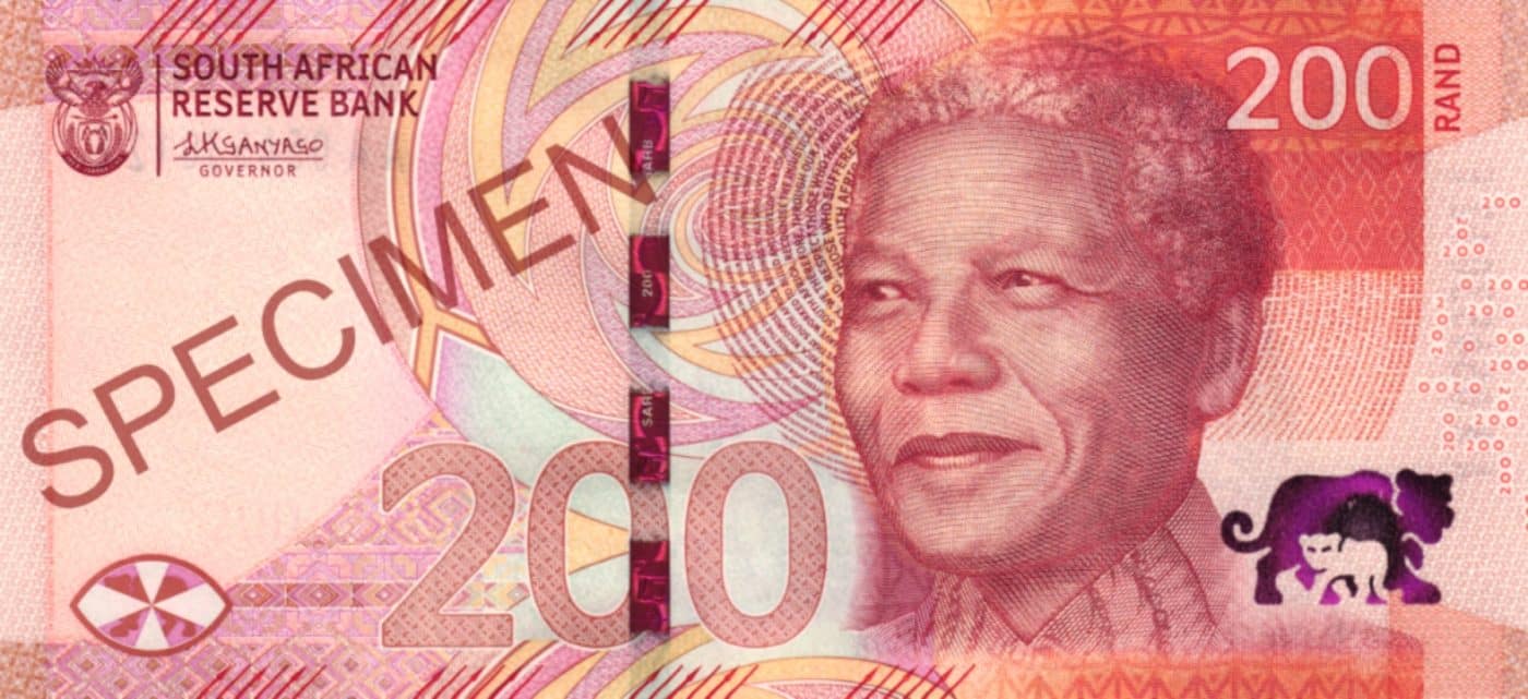 South Africa 200 rand denomination of the new family of notes is in