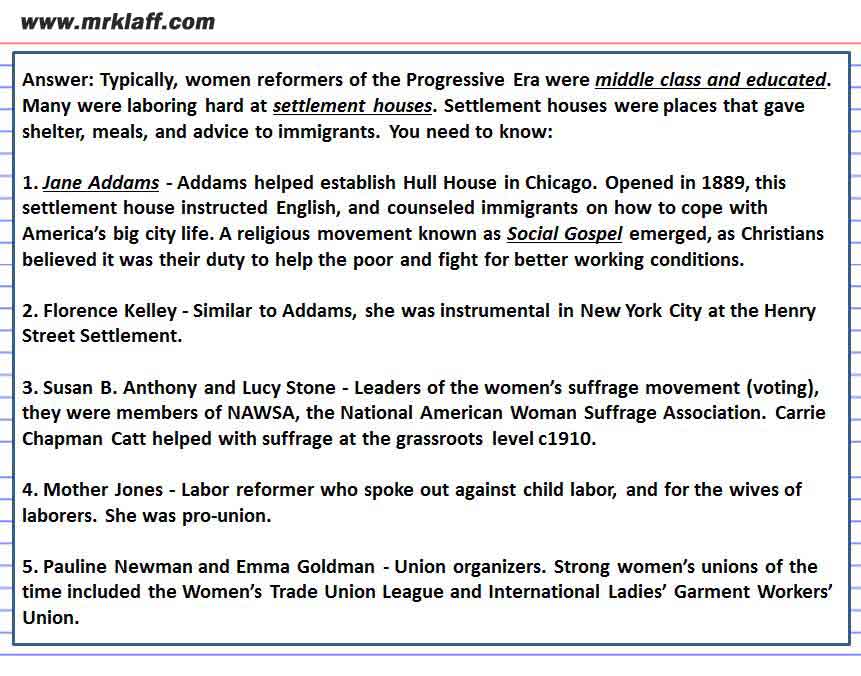 Jane Addams APUSH, Social Gospel, Settlement Houses