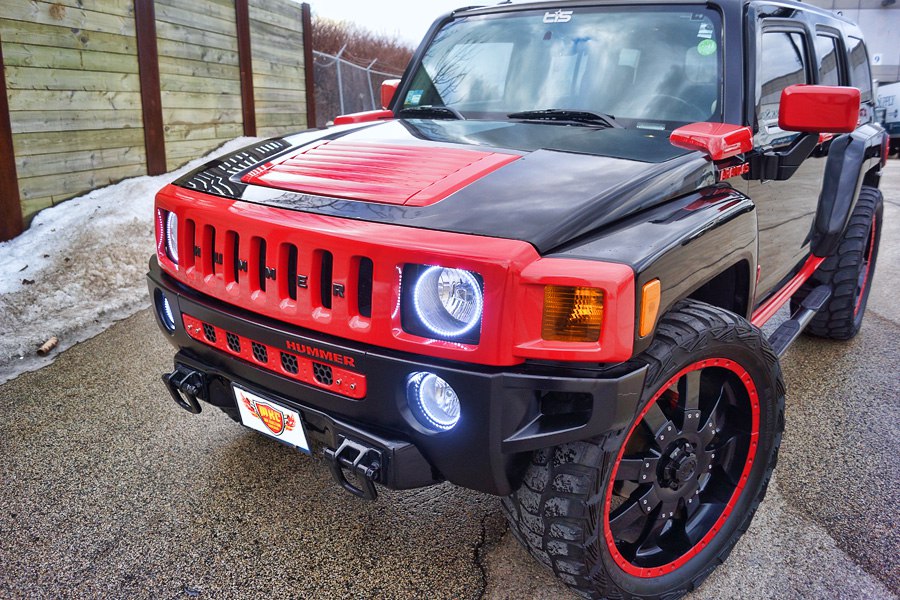 RED WHITE HALOS AND LOGO PUDDLE COURTESY DOOR LIGHTS HUMMER H3