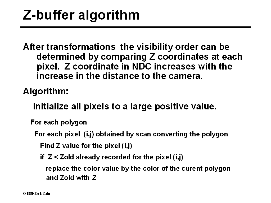 Zbuffer algorithm