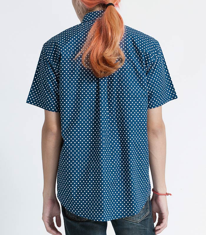 Mr.444 เสื้อเชิ้ตผู้ชายแขนสั้น ลายจุด Polka Dot สีเขียวน้ำ