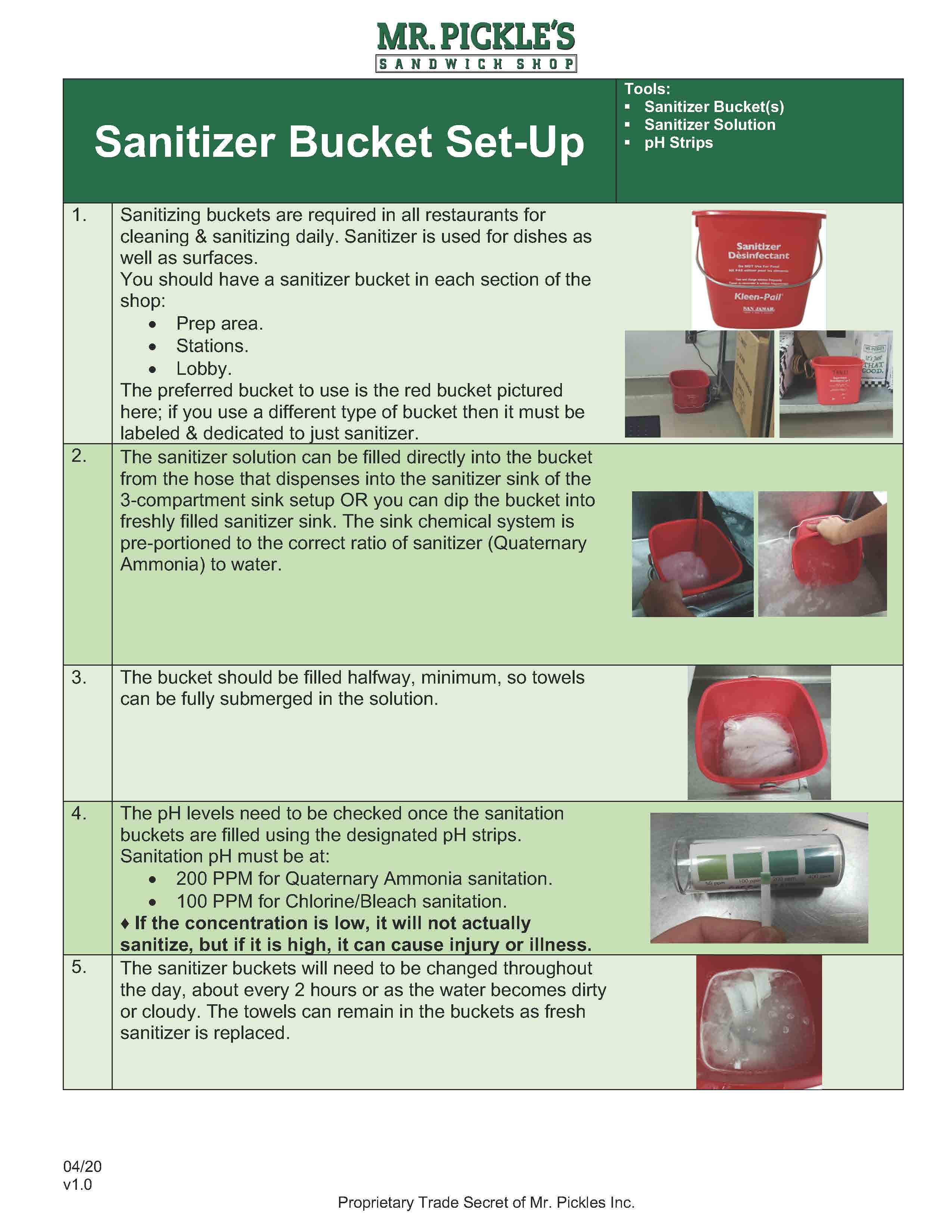 Sanitizer Bucket Mr. Pickle's Franchise Systems