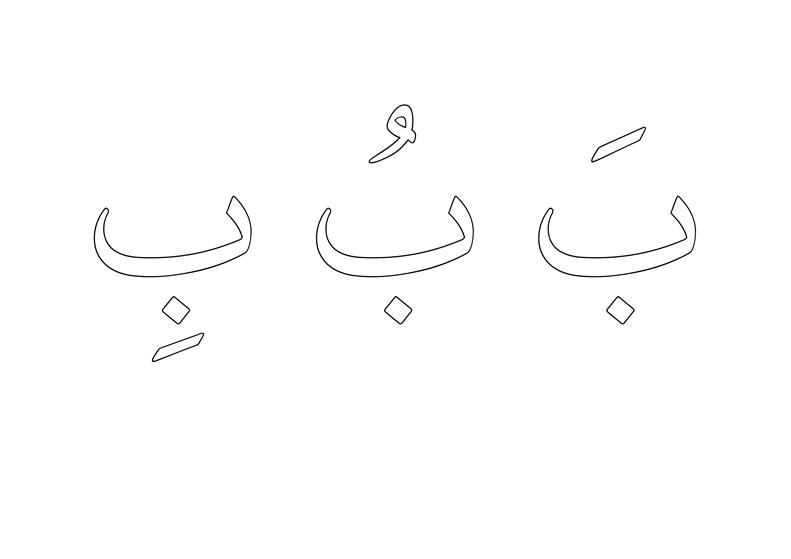 نشاط تلوين حرف الباء مع الحركات القصيرة حروفي