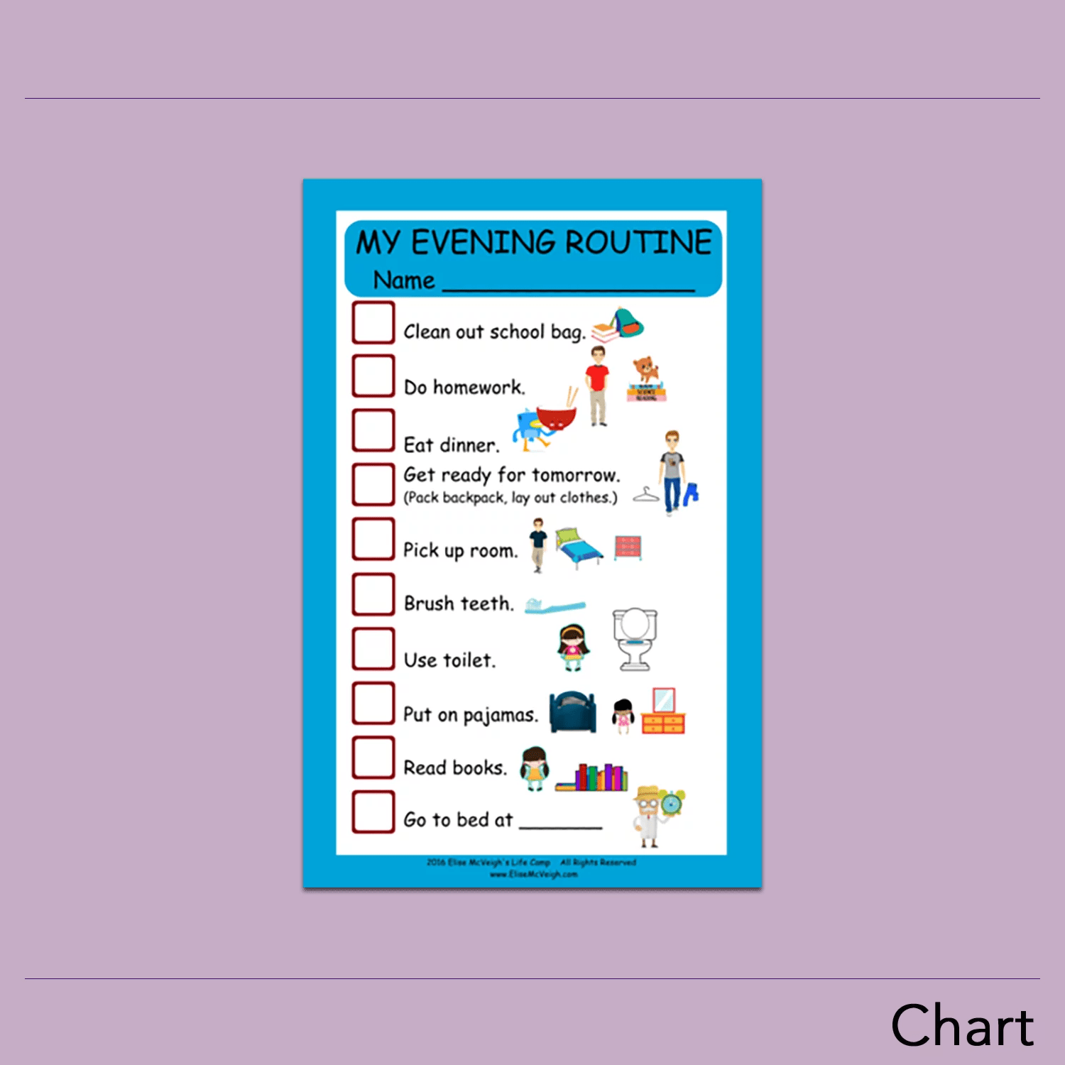 Evening Routine Chart Free Shipping! Elise McVeigh(015)
