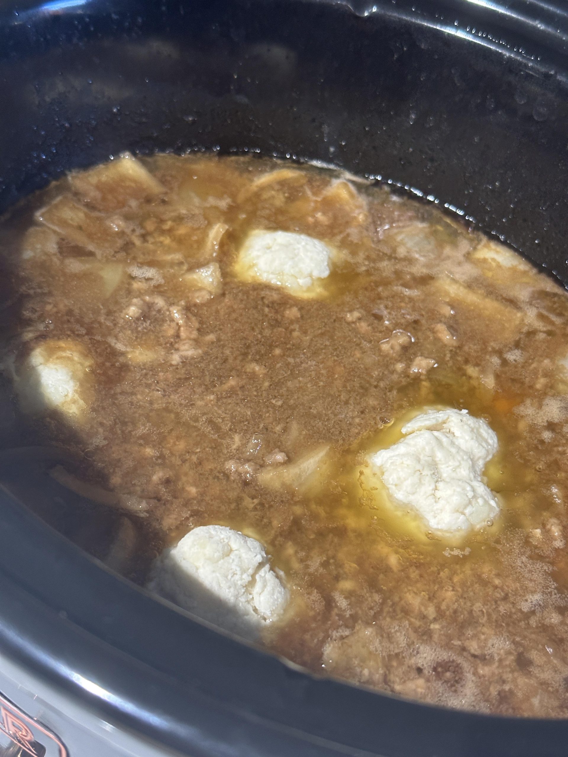 Mince and dumplings in slow cooker Mrs Pinch
