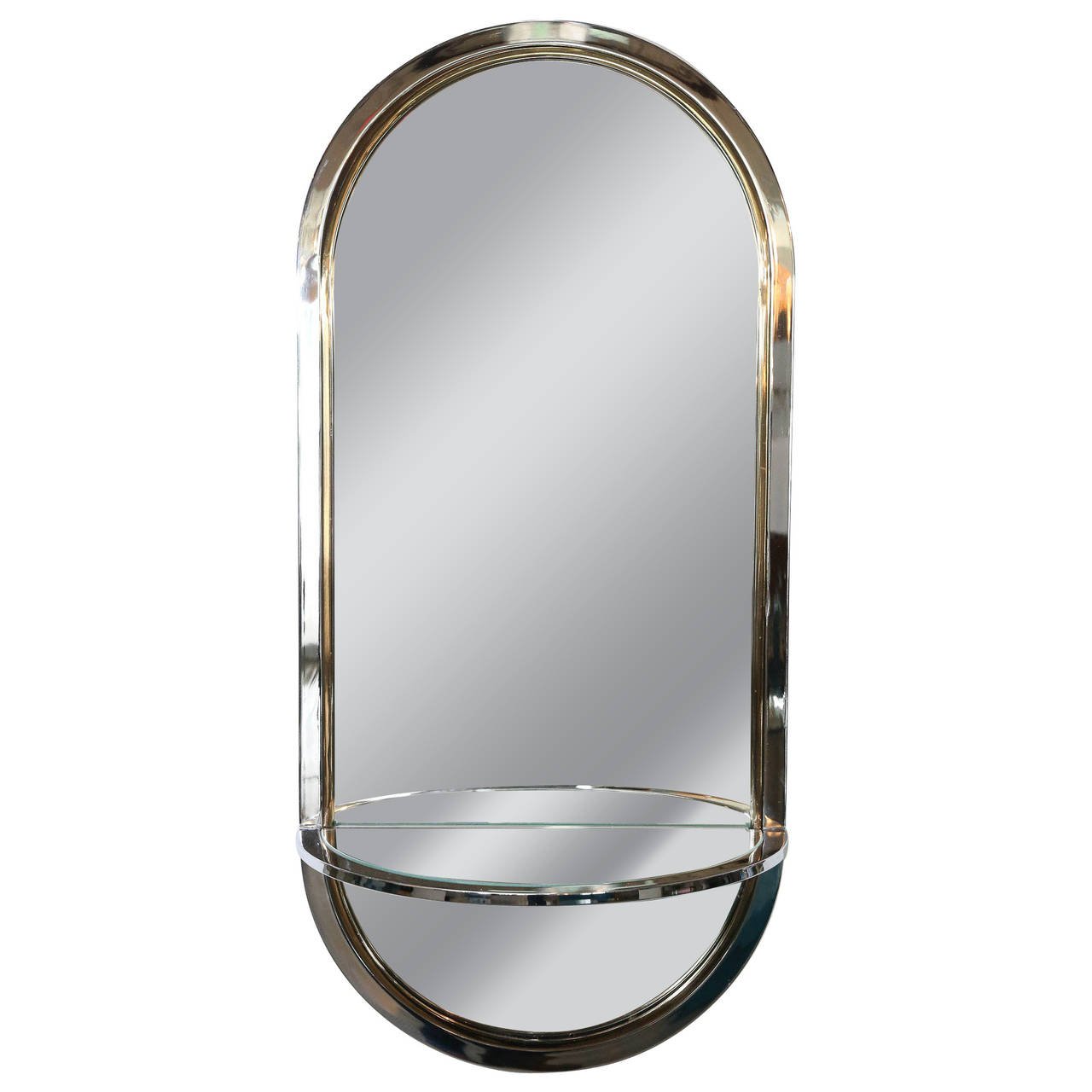 MrsPKandOz Mid Century Modern Chrome, Brass & Mirror w Console Design