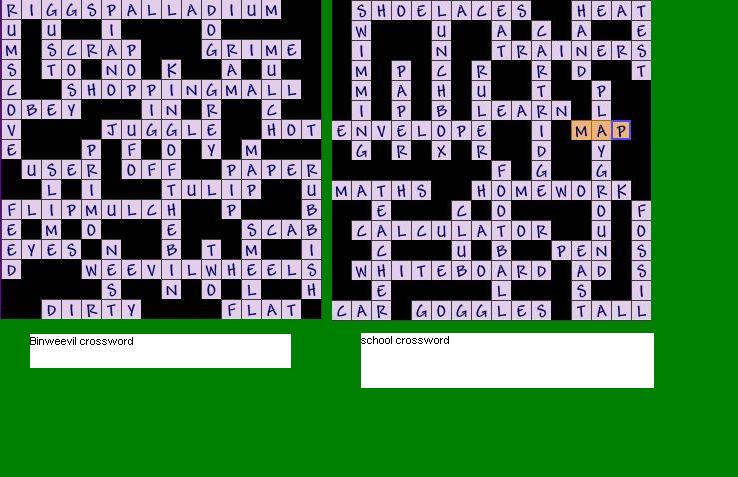 crossword answers mrstinkysteves binweevil cheats
