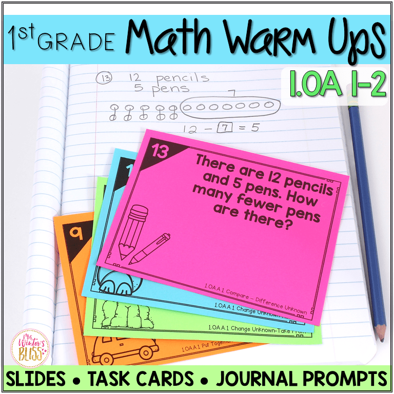 Math Task Cards • Math Warm Ups 1.OA.A.1 and 1.OA.A.2 Mrs. Winter's