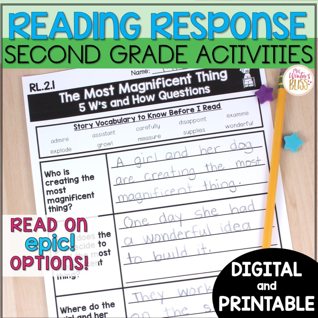 Free Reading Response Activities for K2 Students Mrs. Winter's Bliss