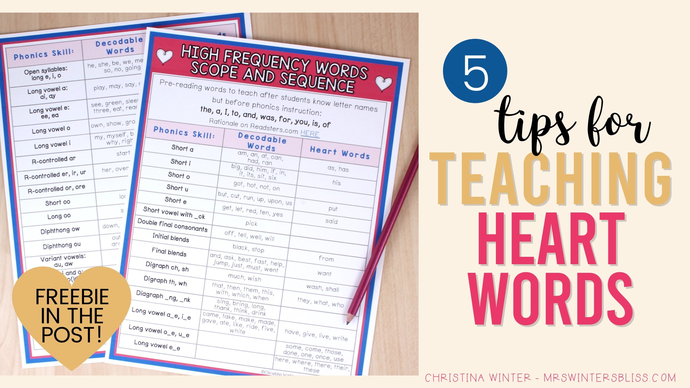 Tips for Teaching Heart Words Mrs. Winter's Bliss Resources For