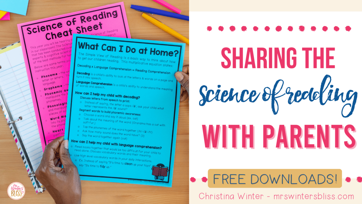 The Science of Reading Information for Parents Mrs. Winter's Bliss