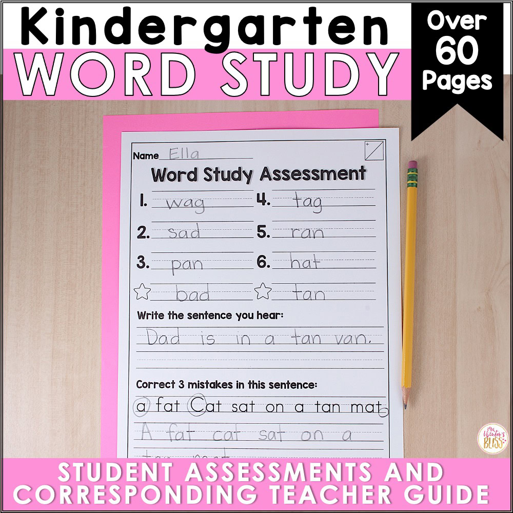 Kindergarten Word Study Printables & Assessments BUNDLE editable {yearlong} Mrs. Winter's