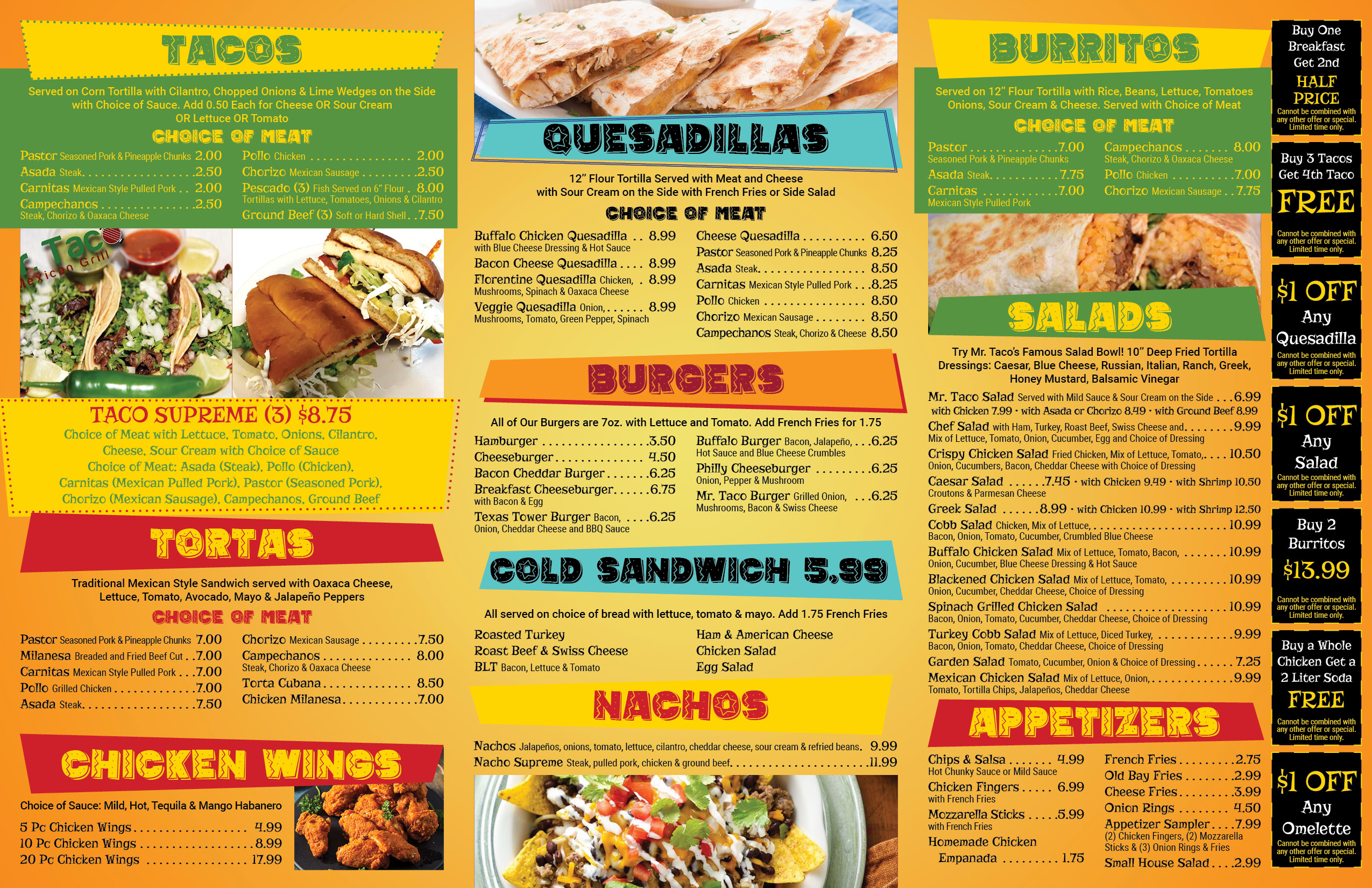 Our Menu Mr. Taco Mexican Grill