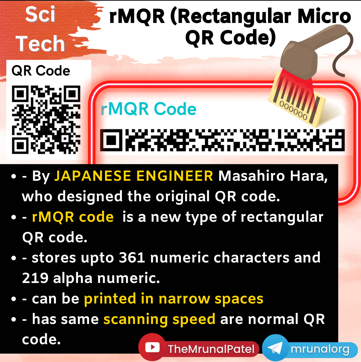 [SciTech] rMQR Code (Rectangular Micro QR Code) new invention by the