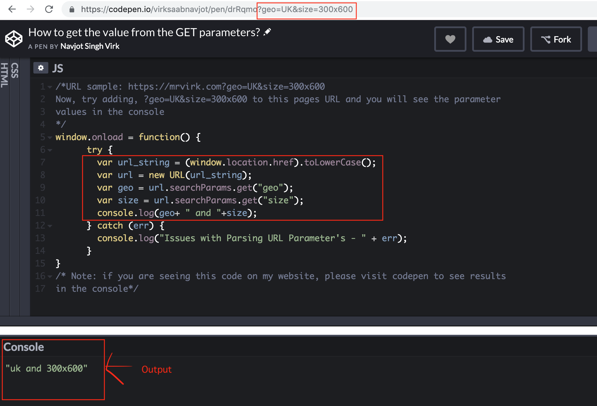 how to get parameter values in javascript query string