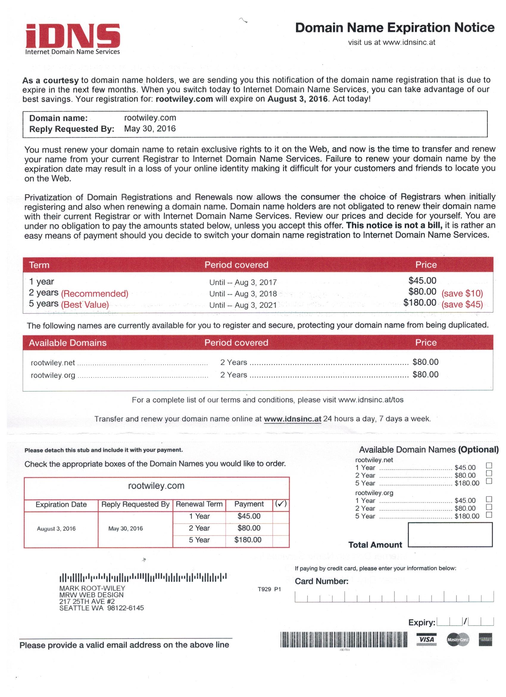 Domain Name Registry Expiry Date dmainname