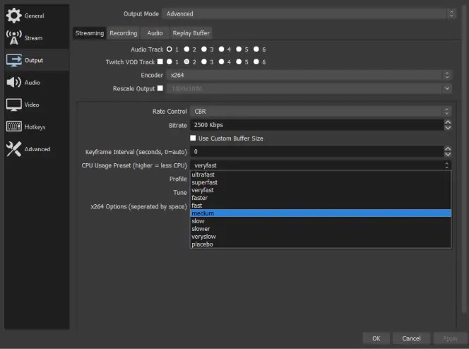 Obs Studio CPU Usage Preset