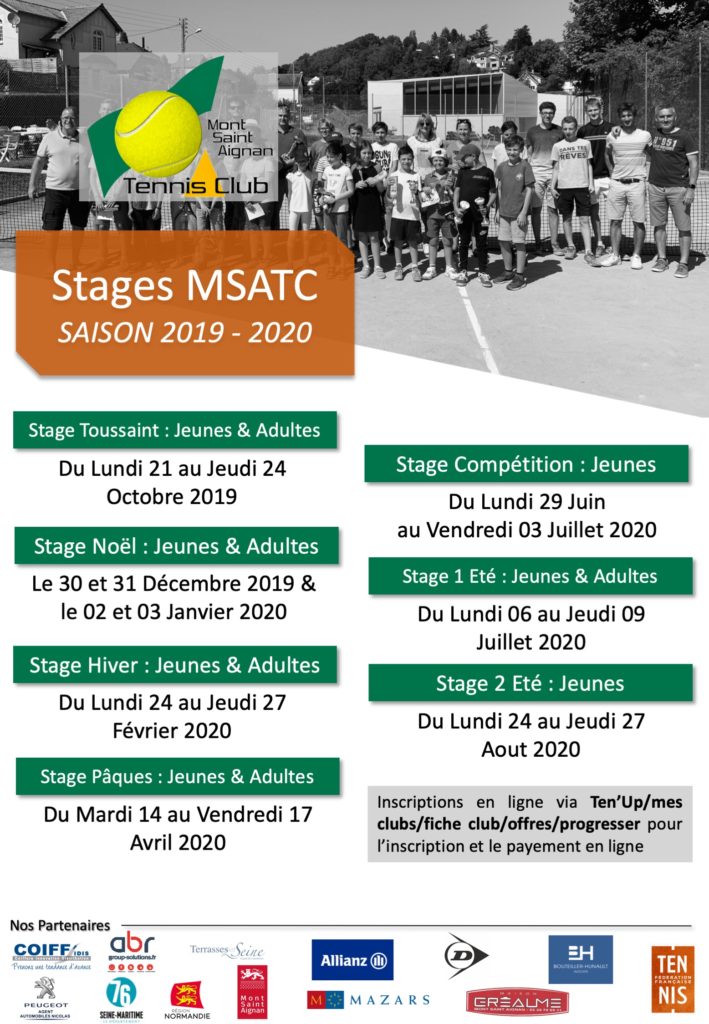 Calendrier animations & stages MontSaintAignan Tennis Club