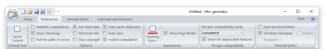 Options (Msc-generator 8.6.1)