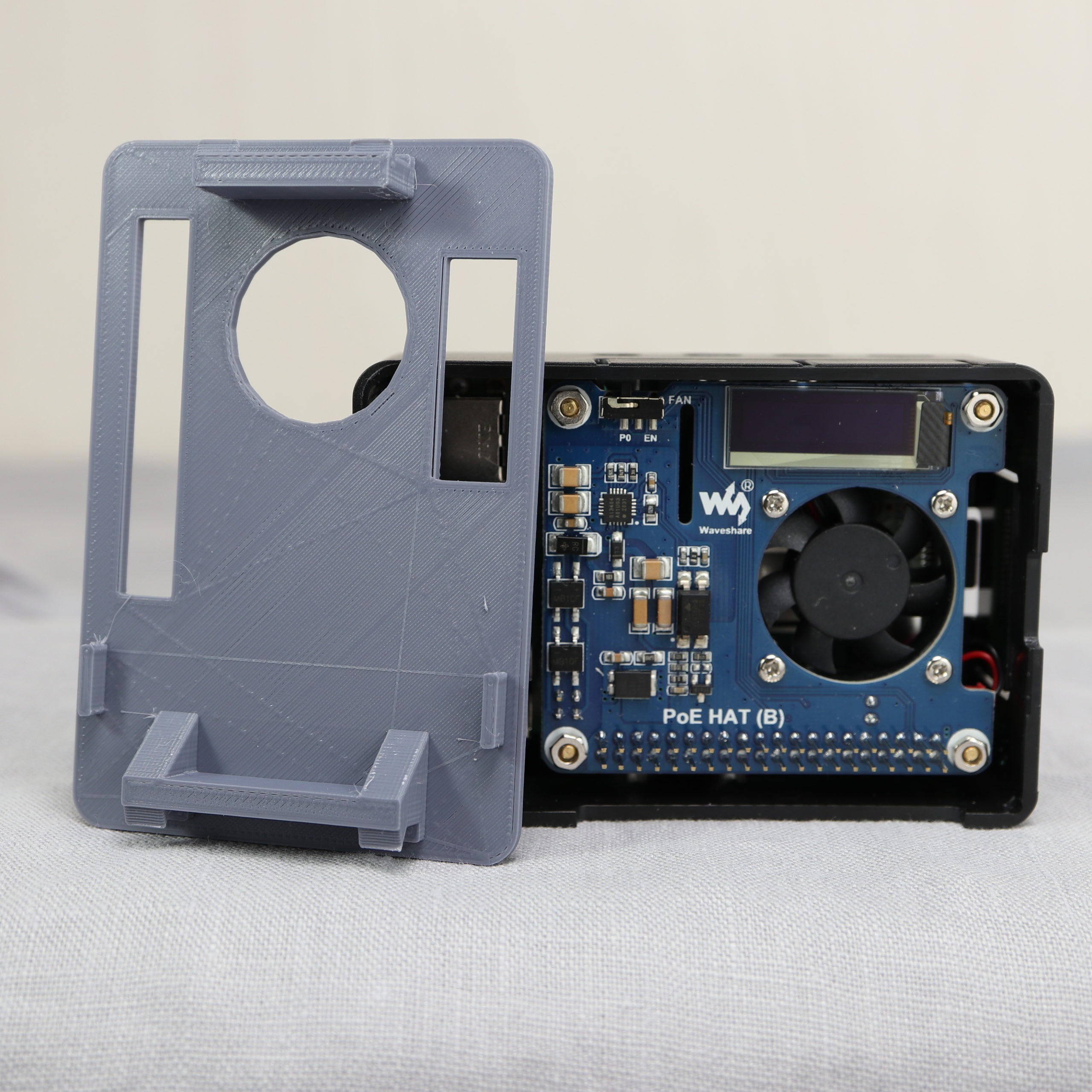 Waveshare PoE HAT (B) for Raspberry Pi + 3Dprinted modification for