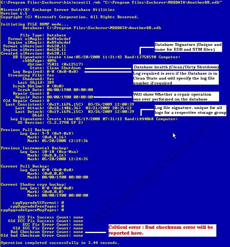 Bad Checksum on Exchange Database «