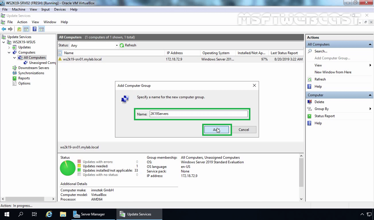 Configure clientside targeting in WSUS server 2019