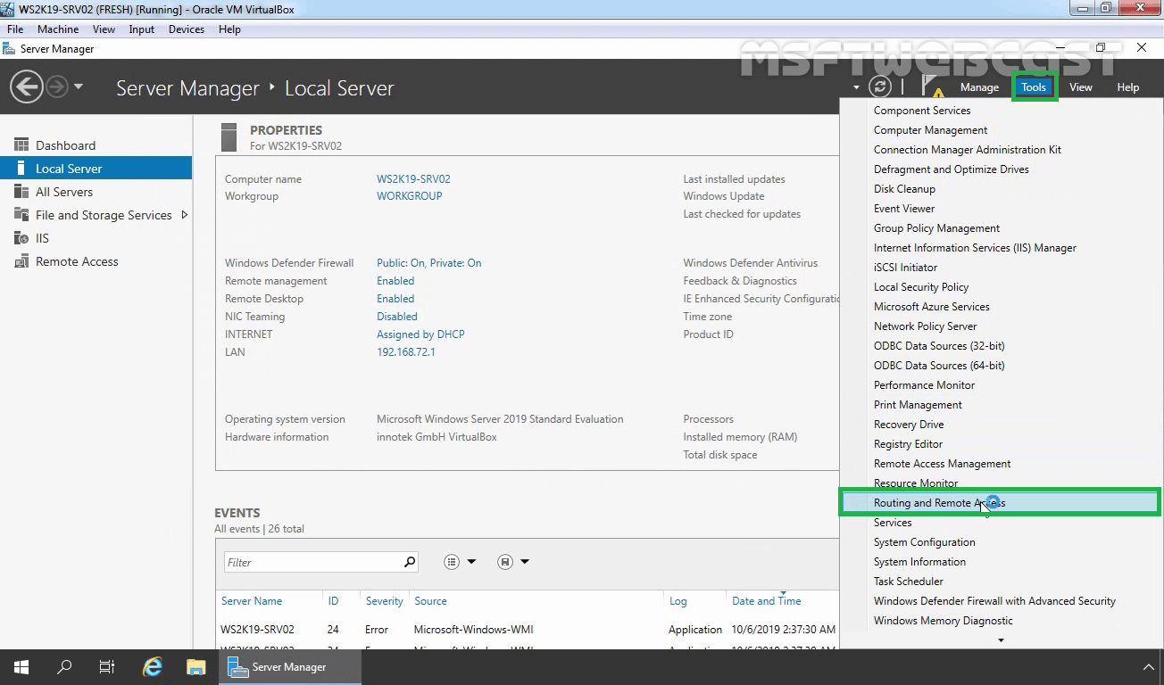 Configure Windows Server 2019 as a NAT Router